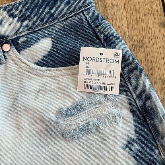 New BP Women's High Rise Distressed Bleached Cotton Ripped Denim Shorts / Sz 24 - Picture 3 of 14